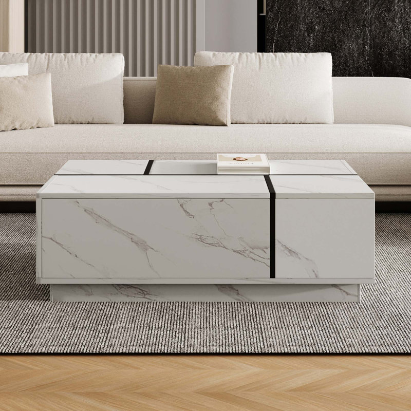 Table basse rectangulaire à plateau coulissant
