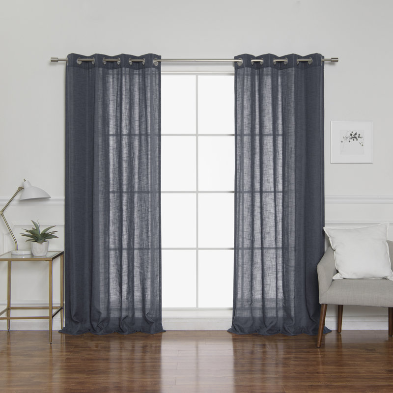 Sickels Semi Sheer Curtain Pair, 52" W x 96" L, Indigo Blue