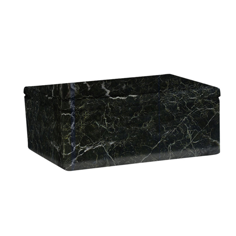 Boîte de rangement en marbre noir zébré, contenant rectangulaire avec couvercle 2 x 5, bibelot de meuble-lavabo en pierre veiné