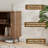 Sliding Louvered Door Side Cabinet with Adjustable Shelves and Curved Side Panels Modern Minimalist Storage Solution-122810733