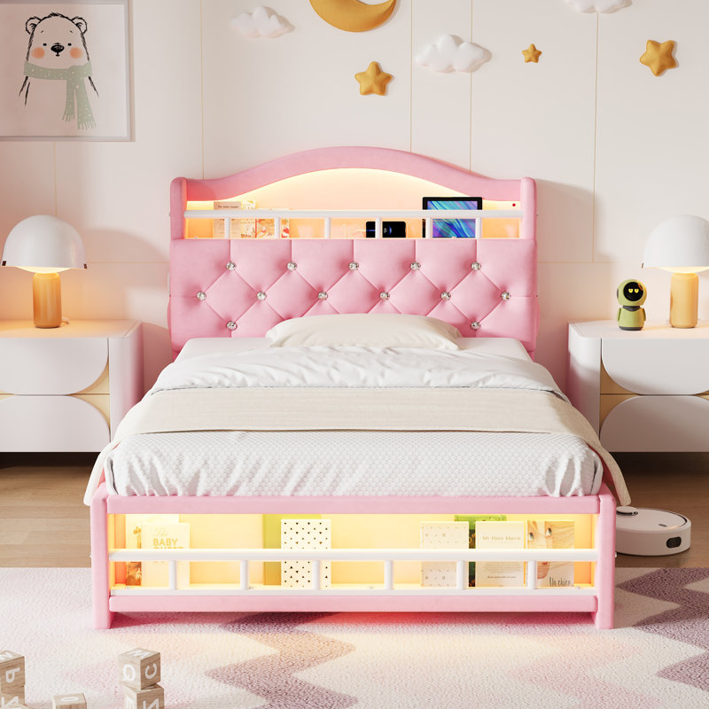 Ottoman Storage Bed, Pink