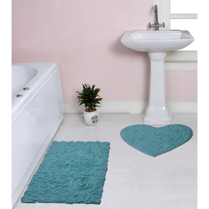 Ensemble de tapis pour salle de bain 2 pièces Freida, bleu