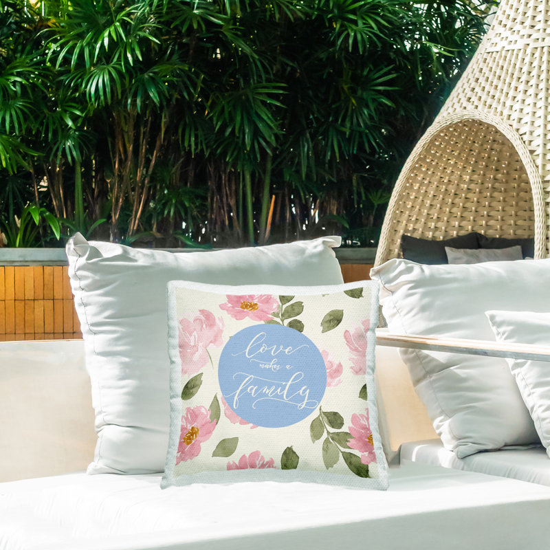 Love Makes Family Printed Outdoor Throw Pillow Design by Lucille Price