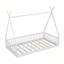 Lit simple en bois avec clôture-928781896