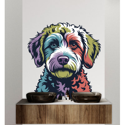 Adhésif décoratif griffonnage pour chien, décor de chien, chien, art mural, amoureux des animaux, chien, salle de bain, autocollants muraux, vinyle