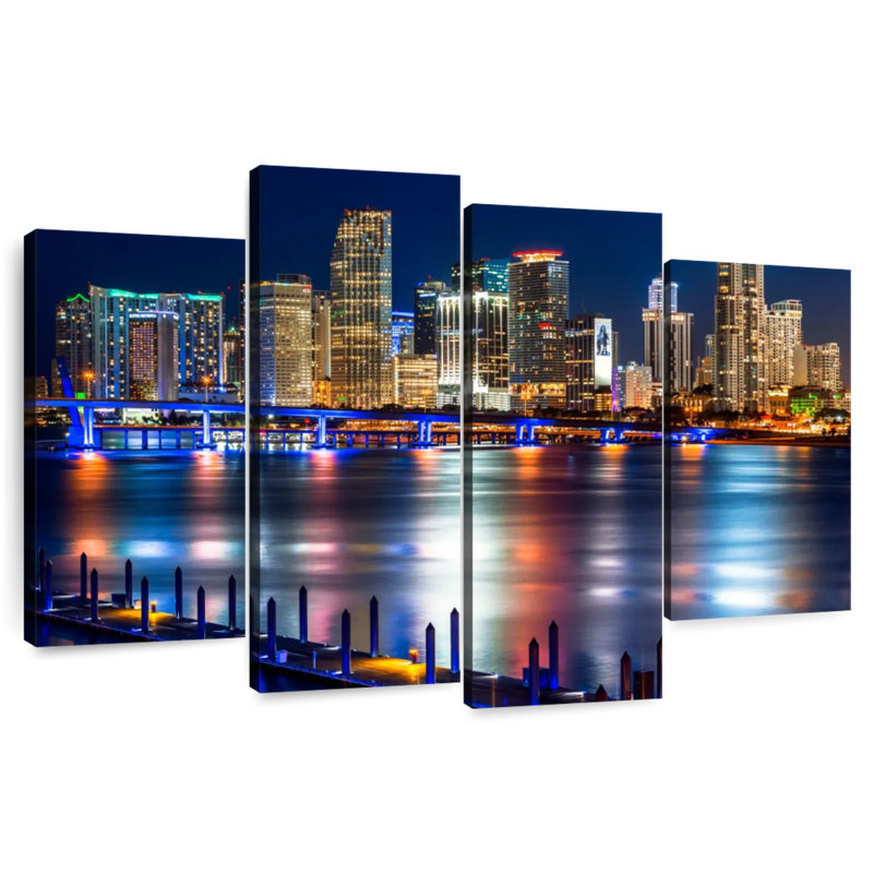 Sireci Luminous Miami Skyline, 22" H x 36" W