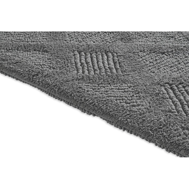 Tapis pour salle de bain en mélange de coton Gerlinda, Gris foncé