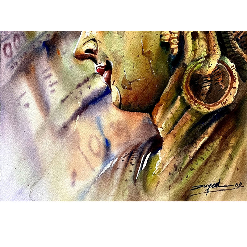 Bouddha | Aquarelle | Peinture de Jugal Sarkar | Couleur de l'eau