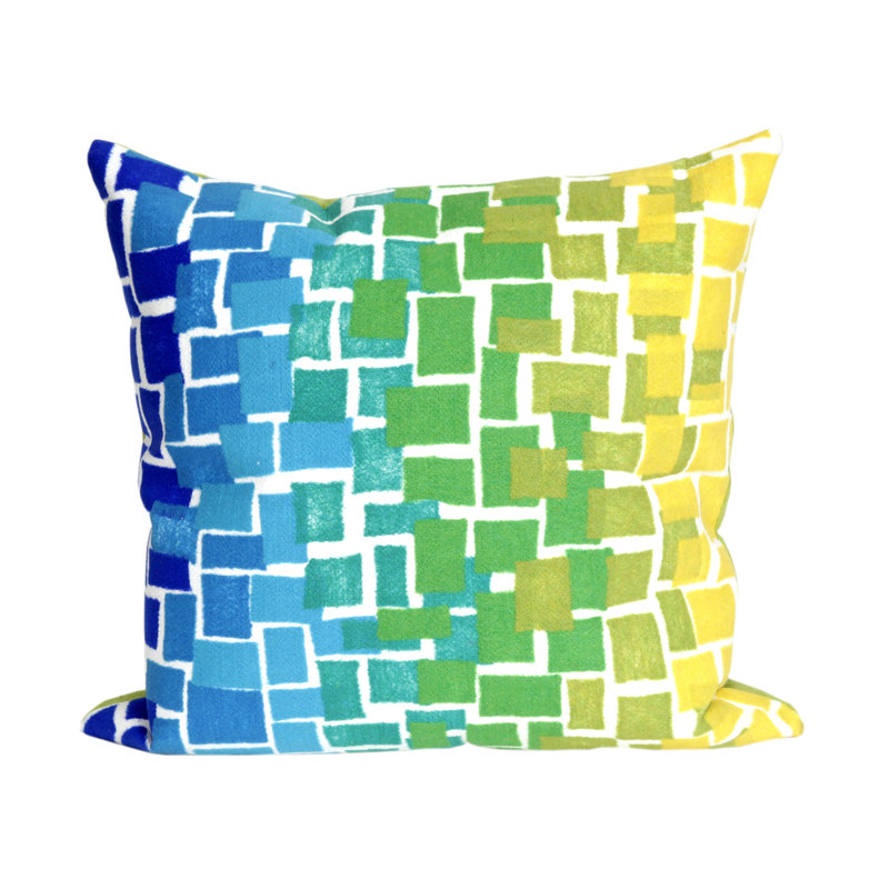 Geometric Outdoor Reversible Throw Pillow, Blue