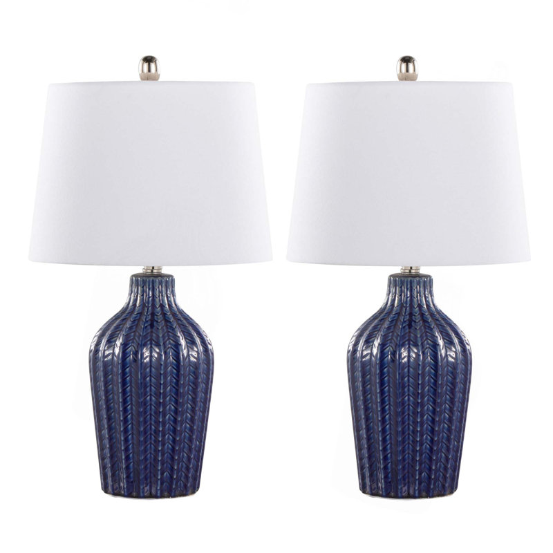 Lampe de table contemporaine en céramique, Bleu