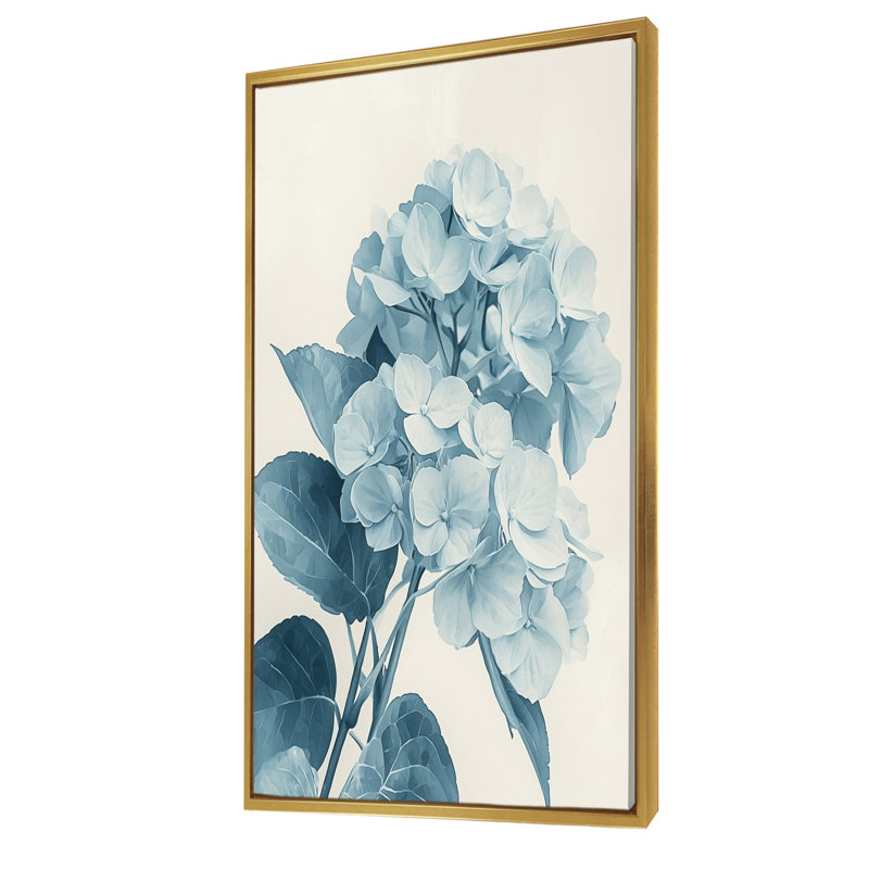 «Hortensias monochromes dans l'ombre du jardin I», reproduction sur toile, H 60 po x l 28 po, Impression encadrée flottante