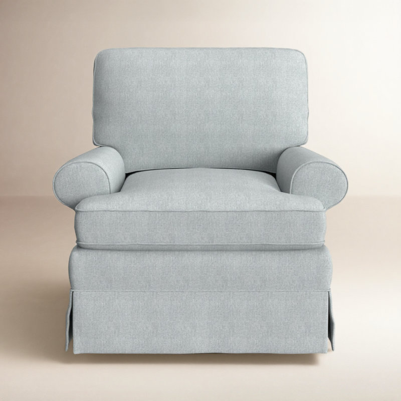 Tomi Allenford 39.5" W Swivel Armchair, Below Deck Linen Nautical Performance