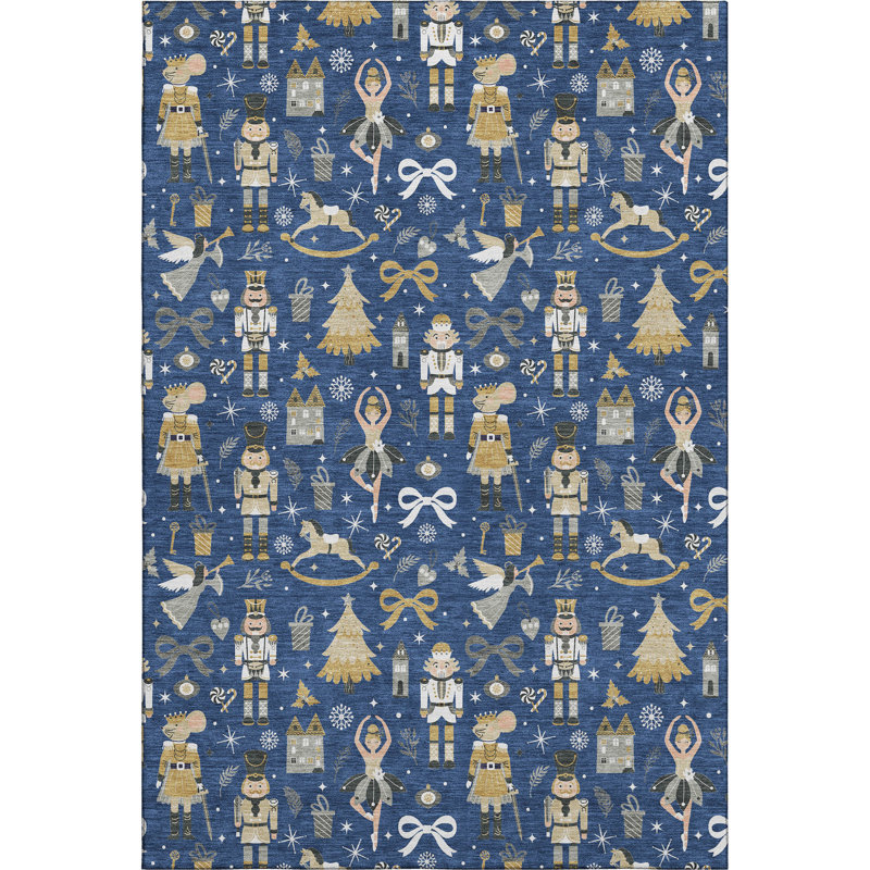 Premium Machine Washable Mayfield AMF1827 Fun Christmas Rug, Rectangle 3' x 5'