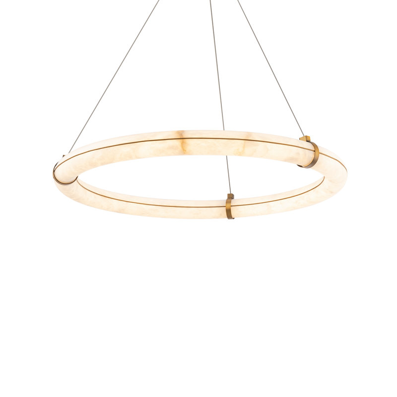 Clique 1 - Light Aged Brass LED Pendant With Alabaster Shade