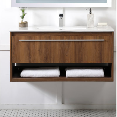 Kasper 40'' Single Bathroom Vanity with Porcelain Top