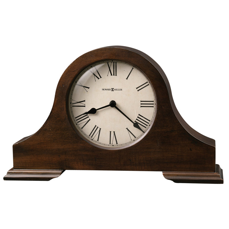 Traditional Roman Numeral Wood Quartz Movement / Crystal Tabletop Clock in Hampton Cherry
