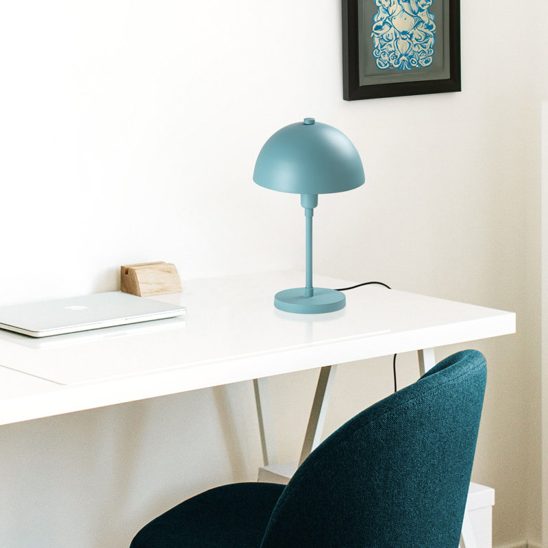 Modern Turquoise Table Lamp with Metal Body, 7.9 x 7.9 x 13.8 Inches | 13 cm Base, 39.4 in Cable, E14 Socket Max 40W | Stylish Solid Color Design for Home, Office & Novelty Décor | IP20 Rated