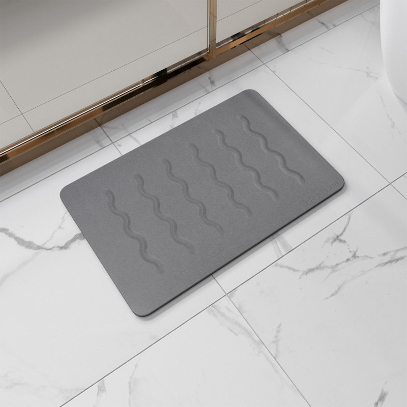 15,35 po X 23,62 po Tapis de bain en pierre, tapis de bain en terre de diatomées à séchage rapide, Gris foncé