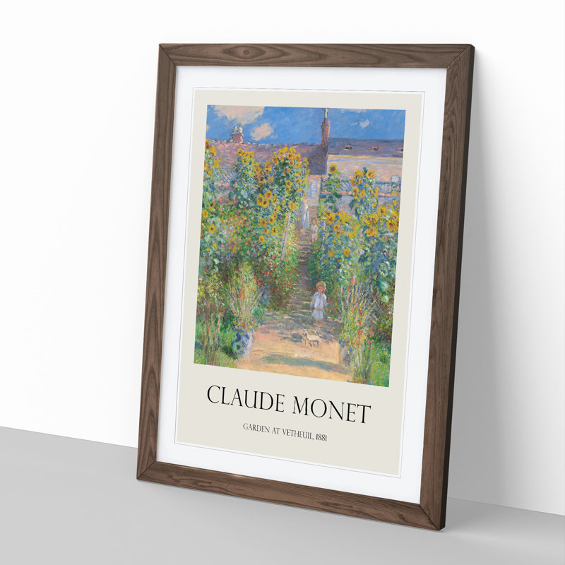 Garden At Vetheuil by Claude Monet - Single Picture Frame Print, 65cm H x 48cm W x 2cm D, Walnut Framed