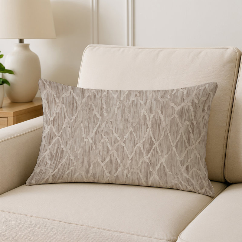 Coussin décoratif intérieur et extérieur Modern, Ivoire / beige / gris abstrait 11, Rectangle H 20 po x l 14 po
