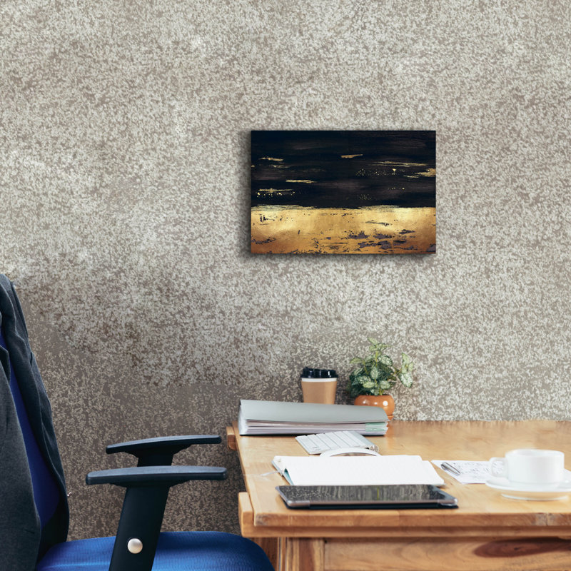 Ivy Bronx «Golden Black River» par Svetlana Aleynikova, art mural sur toile, H 12 po x l 18 po