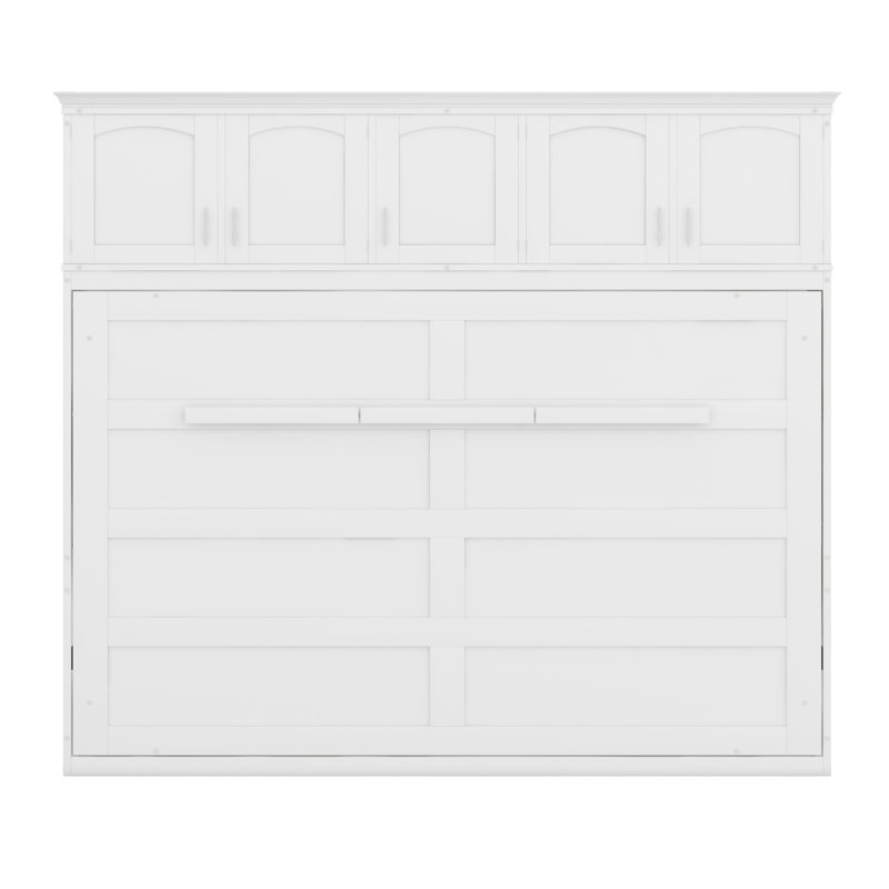 Lit escamotable mural avec armoires de rangement, Blanc