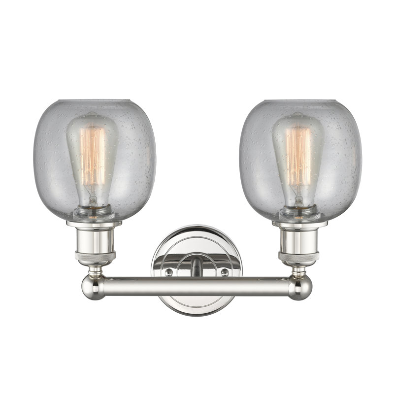 Éclairage pour meuble-lavabo à 2 lumières 15 pouces Carlucci, Granuleux, Nickel poli