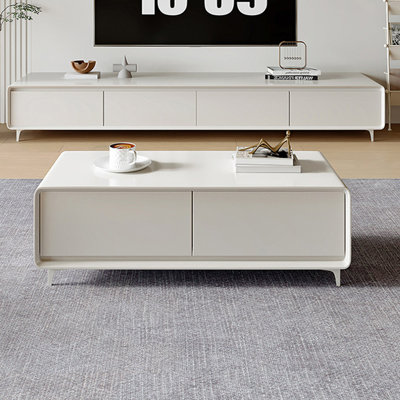 Table basse en bois massif avec rangement Modern Simplicity