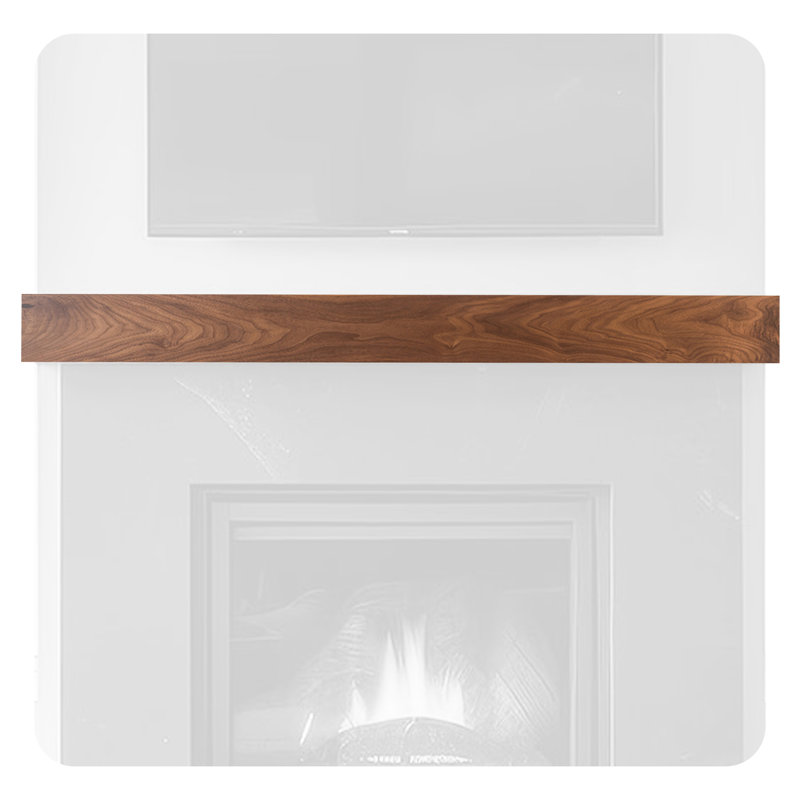 Modern Ember Walnut Creek Fireplace 72" Mantel Shelf - 9" Depth, Close-Grain Details - Real Walnut Wood, 72", Matte Clear