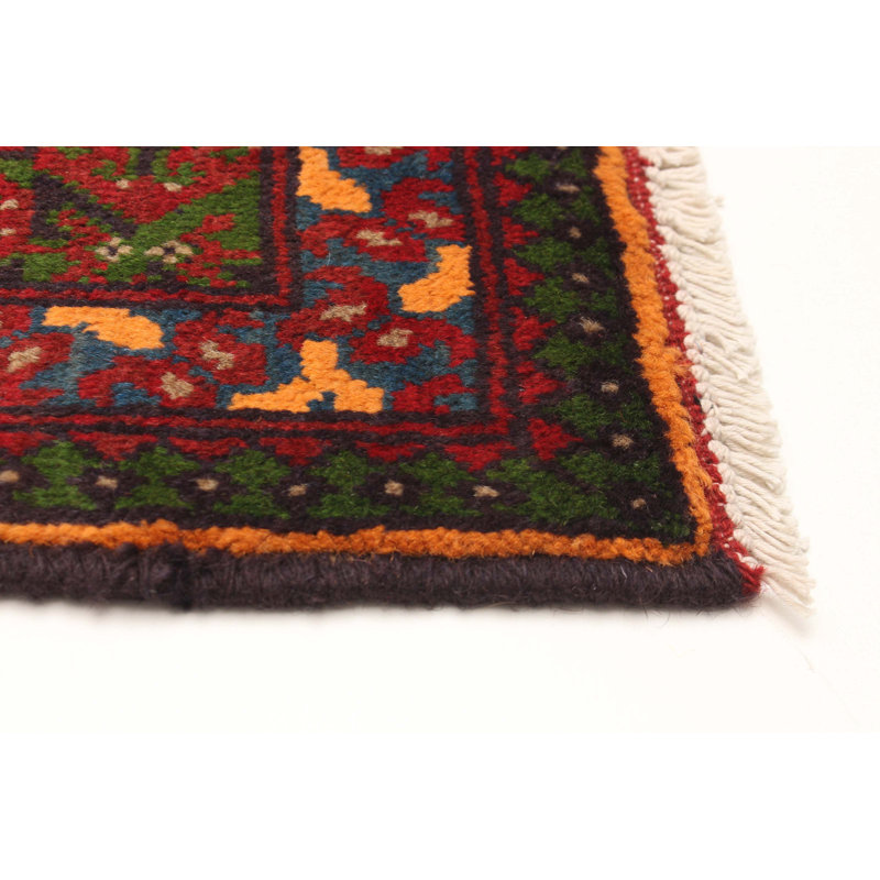 Tapis unique en laine noué à la main orange brûlé tribal 2 pi 8 po x 4 pi 1 po