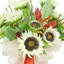 Fall Arrangement with Sunflowers and Magnolia Leaves in Pumpkin Vase
