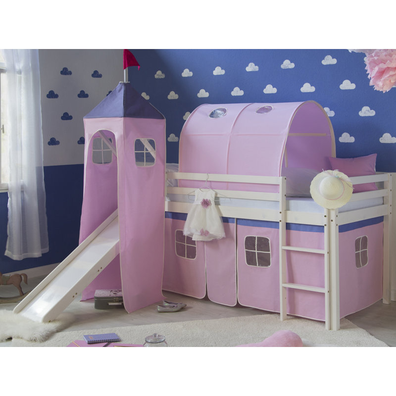 Kyree European Single (90 X 200Cm) Solid Wood Low Loft Bed by Zoomie Kids, Light Pink