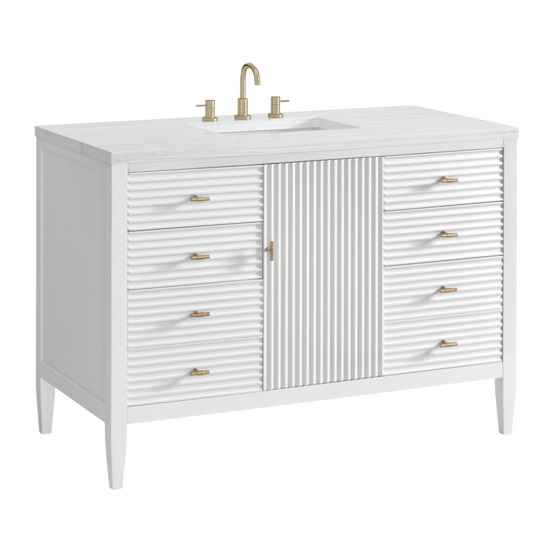 Myrrin 48'' W Single Vanity, Bright White, Ethereal Noctis, 8" Widespread