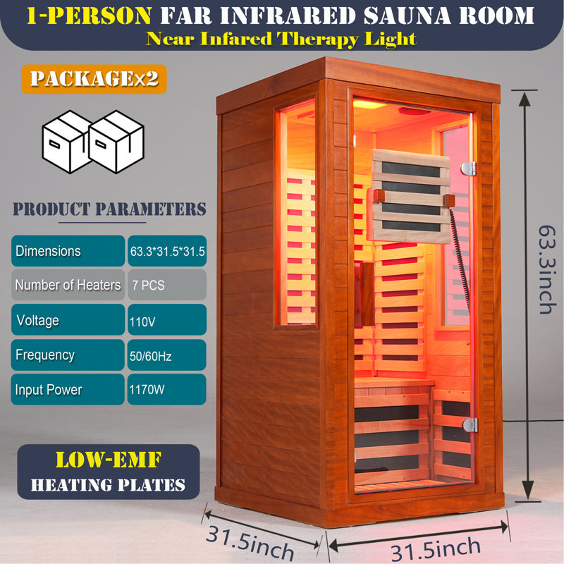 Sauna infrarouge pour une personne avec lumière rouge