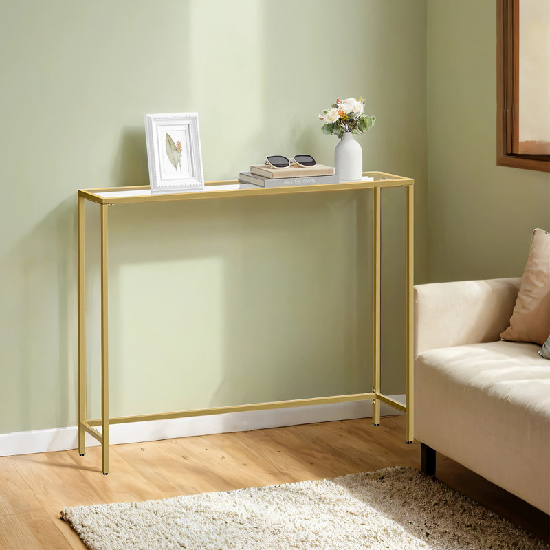 Console Huxley, 31.5'' H X 39.4'' W X 7.9'' D, Gold/Transparent