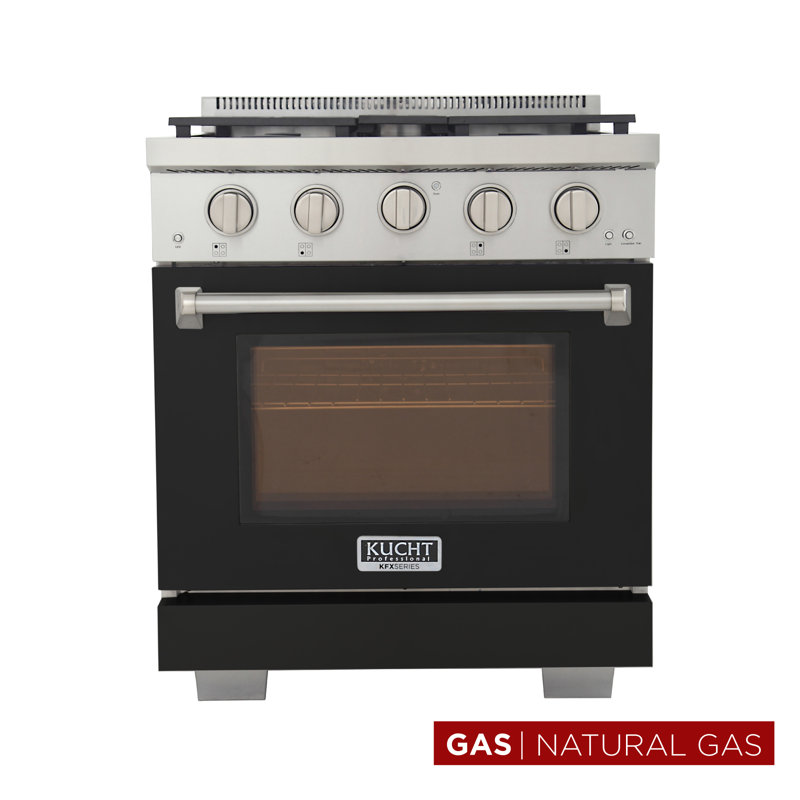 30 in. 4.2 cu. ft. Natural Gas Range and Convection Oven in Light Blue with True Simmer Burners, Natural Gas, Black