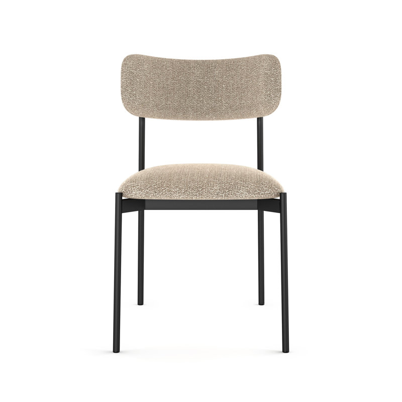 Chaise rembourrée en métal Leathia, Grège