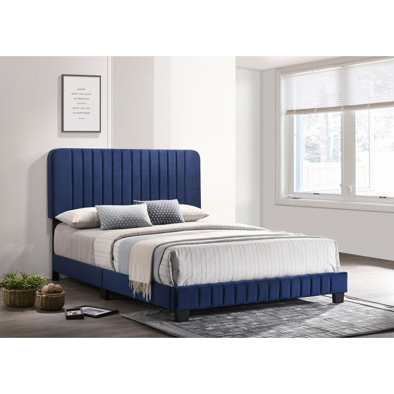 Lit sommier double Lodi, bleu marine, Lit double, Marine