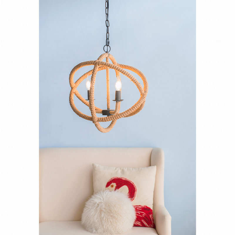 Lustre à 3 lumières de style maison de campagne avec globe suspendu