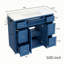 Meuble-lavabo bleu marine 48 po avec lavabo en céramique - 6 tiroirs (3 de chaque côté), tiroir central rabattable, portes doubles à fermeture en douceur, porte-serviettes latéral réversible, poignées argentées, panneau de fibres à densité moyenne-1477696150