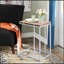 Table d'appoint en chêne patiné et chrome