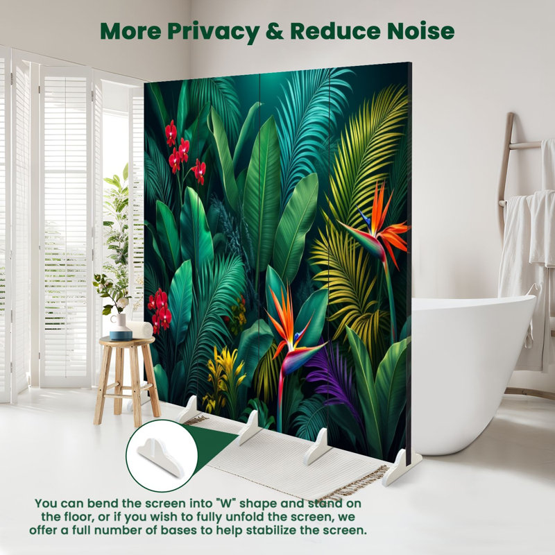 Paravent 4 panneaux à cloison pliable Royal Tropical, 4, H 71 po x l 64 po x P 1 po