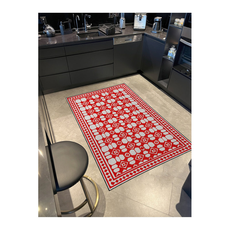 Tapis mauve à motif tissé lavable Mosso, 6'7" x 9'10"