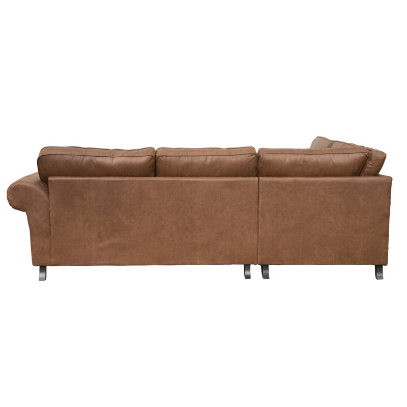 Bodnar Corner Sofa, Brown, Left Hand Facing