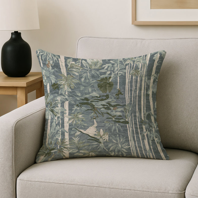 Coussin décoratif intérieur et extérieur Modern, Carré 18 po, Floral gris 2