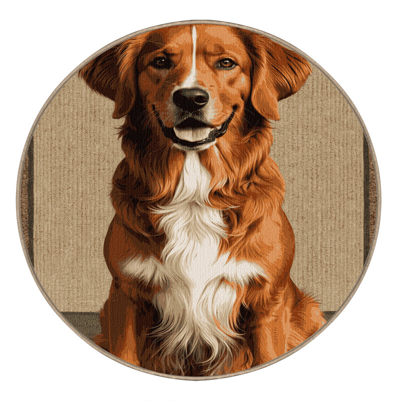  Tapis lavable pour chien Retriever de Nouvelle-Écosse, Rond 8 pi