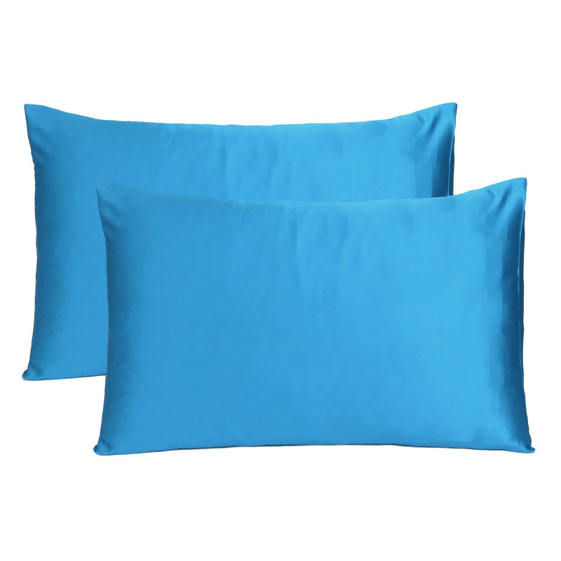 Taies d'oreiller en satin, Grand, Bleu méthyle