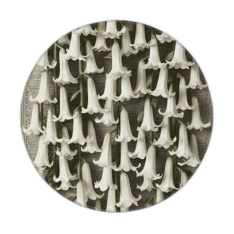 Tapis d'intérieur et d'extérieur gris Botanical, Rond 5 pi