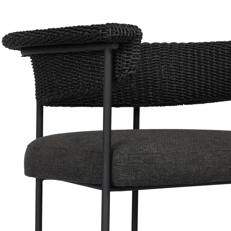 Carrie Outdoor Bar Stool, Black, Black, 26"