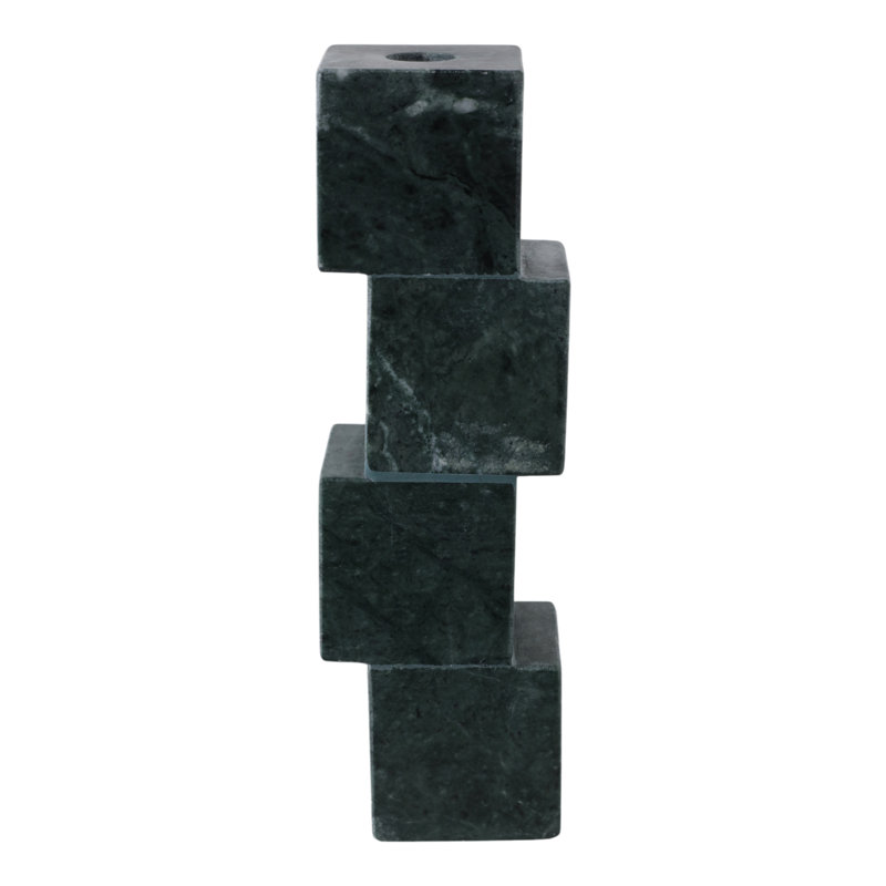 Modern Geometric Stacked Marble Taper Candle Holder - Contemporary Stone Decorative Accent for Home Decor and Tabletop Styling.